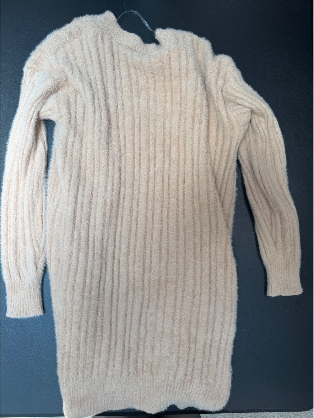 No Boundaries Women's XS Fuzzy Knit Ribbed Cardigan Beige Blush Open Front Swea - Picture 6 of 6